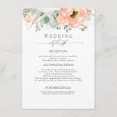 Perzik gekleurde bloemen bruiloft informatie informatiekaartje (Voorkant)