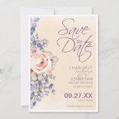 Perzik gekleurde bloemenbruiloft Save the Date Kaa (Voorkant)