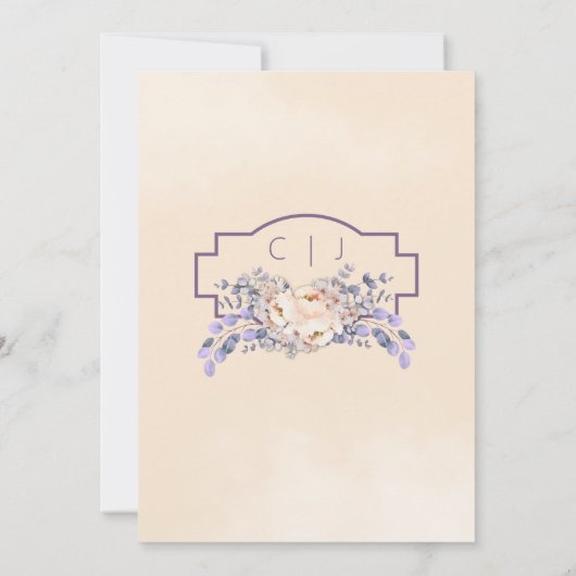 Perzik gekleurde bloemenbruiloft Save the Date Kaa (Achterkant)