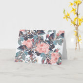 perzik gekleurde rozen verjaardag kaart (Gele Bloem)
