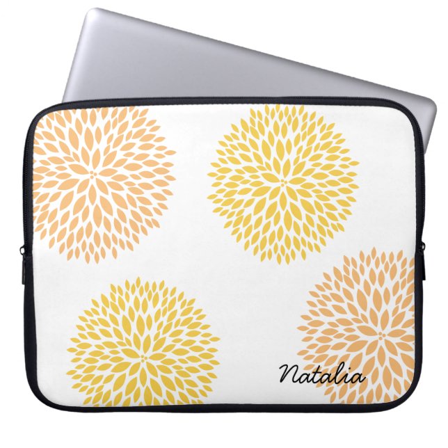 Perzik gele bloemen laptop sleeve (Voorkant)