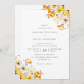 Perzik Gele Crème Bloemen Bruiloft Kaart (Voorkant / Achterkant)