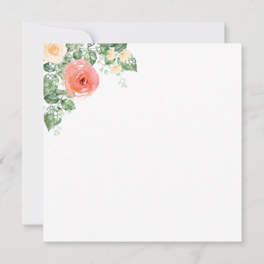 Perzik Gele Waterverf Bloemen Dank u kaart (Achterkant)