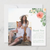 Perzik Gele Waterverf Bloemen Dank u kaart (Voorkant)