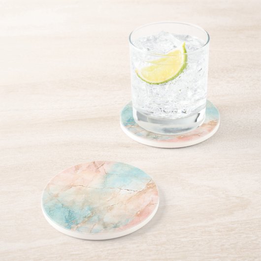 Perzik gemarmerd zandsteen onderzetter (Zijkant)