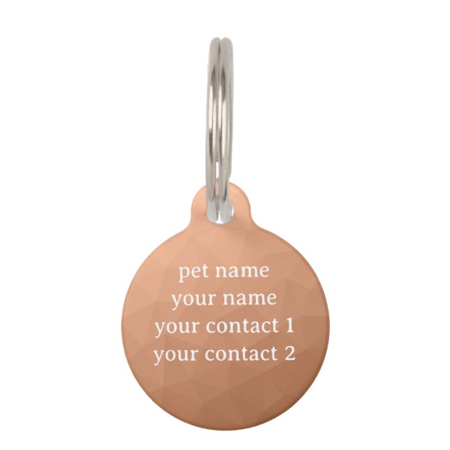 Perzik geometrisch gaaspatroon Uw tekst Huisdierpenning (Achterkant)