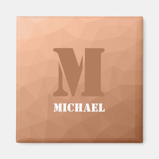 Perzik geometrisch mesh patroon Monogram Magneet (Voorkant)