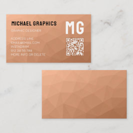 Perzik geometrisch meshpatroon QR-code Monogram Visitekaartje