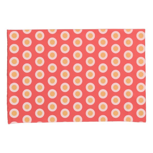 Perzik Geometrisch Wit Polka Dots Kussensloop (Voorkant-Rechts)