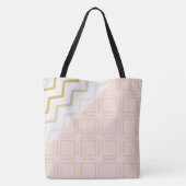 Perzik Geometrische Trendy Initiële Monogram Tote Bag (Achterkant)