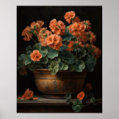 Perzik Geranium Bloemen Art Print Poster (Voorkant)