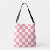 Perzik geruit met naam crossbody tas (Achterkant)
