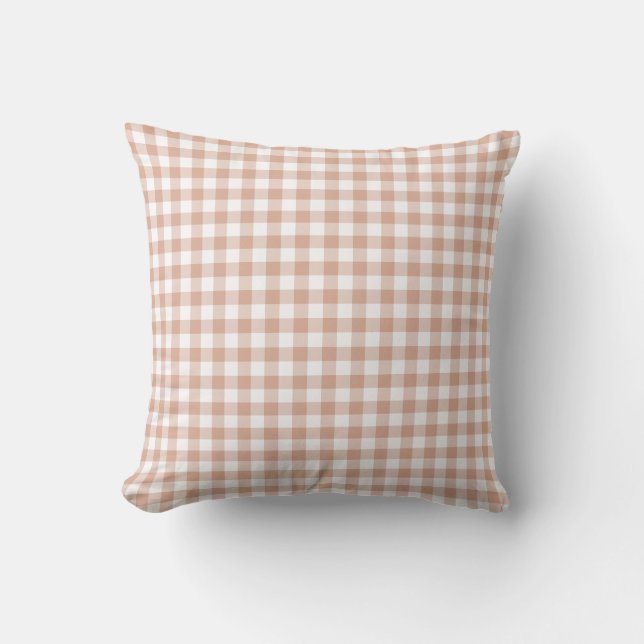 Perzik geruite Gingham Retro Kleur Kussen (Voorkant)