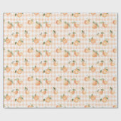 Perzik Gingham Cadeau voor Babyborrel Cadeaupapier (Vlak)