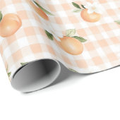 Perzik Gingham Cadeau voor Babyborrel Cadeaupapier (Rol Hoek)