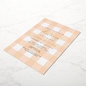 Perzik Gingham Doop Folie Uitnodiging (Gedraaid)