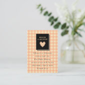 Perzik Gingham Hart Boek Verzoek Informatiekaartje (Staand voorkant)