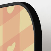 Perzik Gingham Hart Patroon, Schattig Kawaii Gerui Pickleball Paddle (Links Detail)