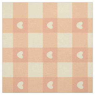 Perzik Gingham Hart Patroon, Schattig Kawaii Gerui Stof