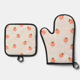 Perzik Gingham Ovenwant & Pannenlap Set