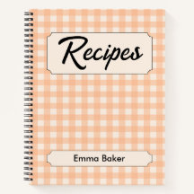 Perzik Gingham Plaid Op Maat Receptenboeken