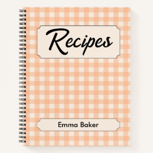 Perzik Gingham Plaid Op Maat Receptenboeken Notitieboek