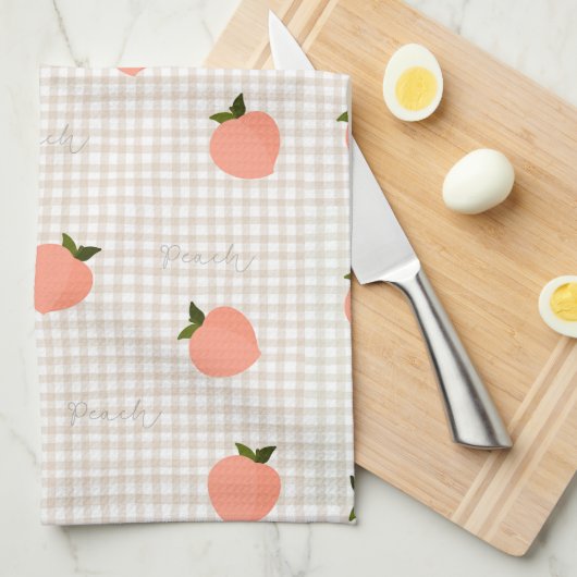 Perzik Gingham Theedoek (Quarter Fold)