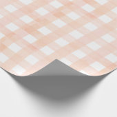 Perzik Gingham Trouw Baby Shower Cadeaupapier (Hoek)