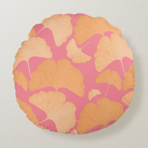 Perzik Ginkgo Botanische Droom 1 Rond Kussen