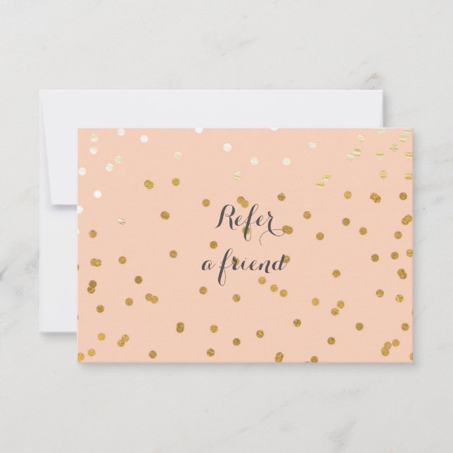 Perzik & Glanzend Gouden Moderne Stippen Referralk (Voorkant)