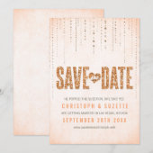 Perzik Glitter Uitnodiging Opslag Datum (Voorkant / Achterkant)