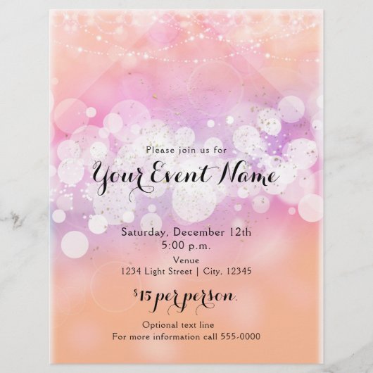 Perzik Gloed Glitter Lichtjes Glam Feest Event Fly Flyer (Voorkant)
