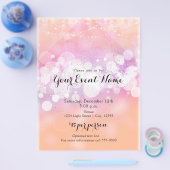 Perzik Gloed Glitter Lichtjes Glam Feest Event Fly Flyer (Enkel)