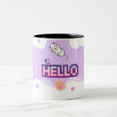 Perzik & Goma - Mochi Mochi Perzikkatten Tweetone Tweekleurige Koffiemok (Center)