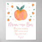 Perzik Goud Baby shower Mimosa Bar Sign Poster (Voorkant)