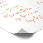 Perzik Goud Bloemen Eerste Verjaardag Milestone Poster (Hoek)