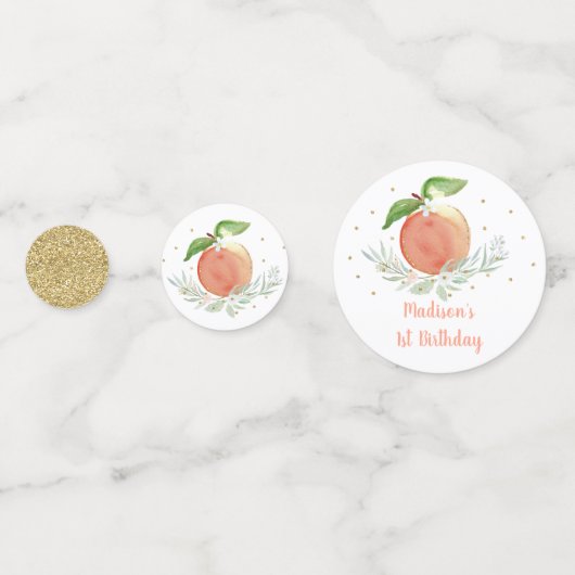 Perzik Goud Bloemen Verjaardag Confetti (Achterkanten)