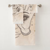 Perzik & Goud Boho Lotus Bloem Schoonheid Bad Handdoek (Insitu)