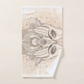 Perzik & Goud Boho Lotus Bloem Schoonheid Bad Handdoek (Handdoek)