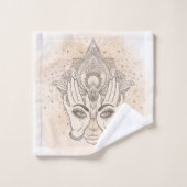 Perzik & Goud Boho Lotus Bloem Schoonheid Bad Handdoek (Wasdoekje)
