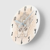 Perzik & Goud Boho Lotus Bloem Schoonheid Ronde Klok (Hoek)