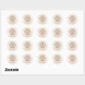Perzik & Goud Boho Lotus Bloem Schoonheid Ronde Sticker (Vel)