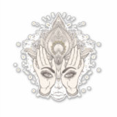 Perzik & Goud Boho Lotus Bloem Schoonheid Sticker (Voorkant)