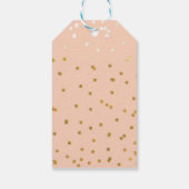 Perzik & Goud Glanzende Confetti Stippen Chic Mode Cadeaulabel (Achterkant)