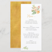 Perzik Goud Roze Groen Bloemen Menu Kaarten (Voorkant / Achterkant)