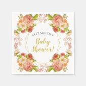 Perzik Goud Waterverf Bloemen Baby Shower Servet (Voorkant)