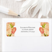 Perzik Goud Waterverf Bloemen Retouradres Etiket (Insitu)