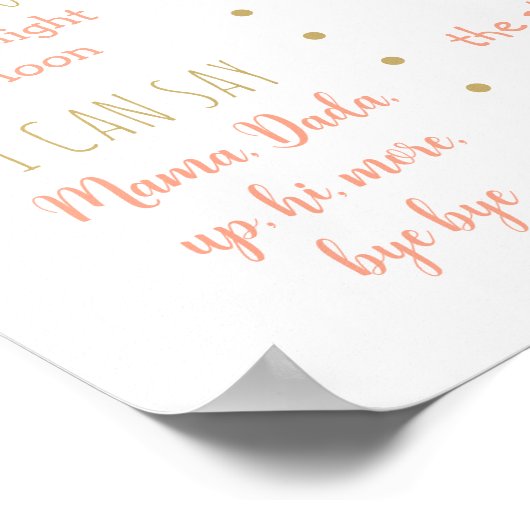 Perzik Gouden Bloem Eerste Verjaardag Mijlpaal Poster (Hoek)