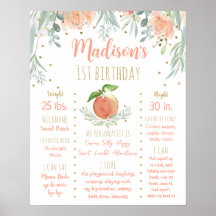 Perzik Gouden Bloem Eerste Verjaardag Mijlpaal