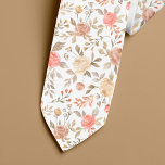 Perzik gouden blush waterverf rozen zomerpatroon stropdas<br><div class="desc">Peachy cream,  gold en koraalroze  waterverf handbeschilderde rozen met beige geelbruin gebladerte en blaadjes met mannen stropdas voor een trendy stijlvolle zomeroutfit.</div>